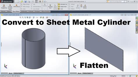 convert cylinder to sheet metal solidworks|sheetmetal cone SolidWorks.